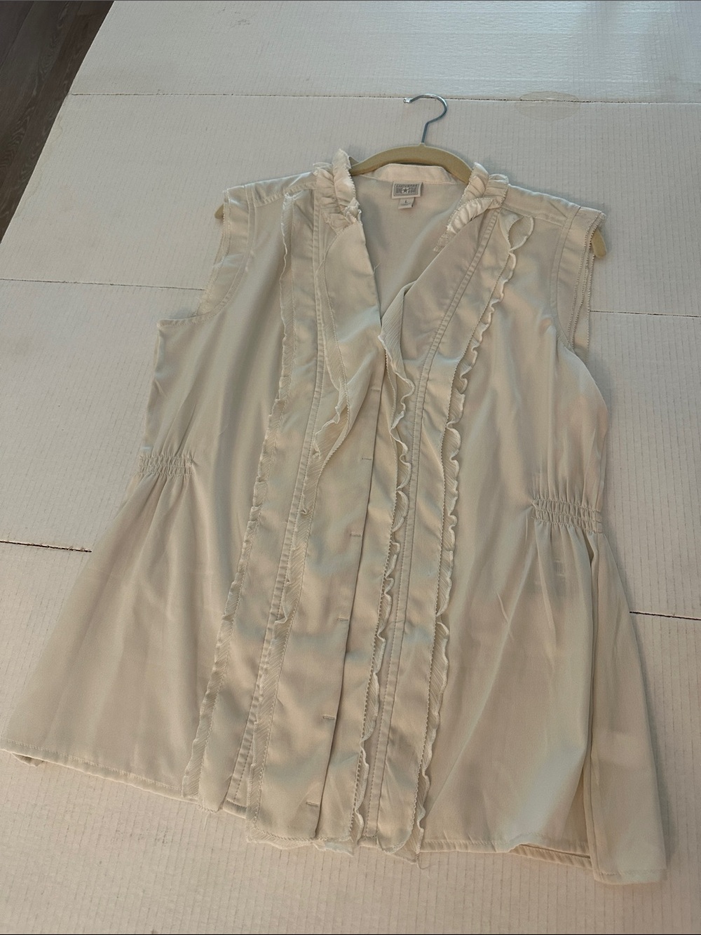 Converse Cream Ruffle-Trim Sleeveless Blouse